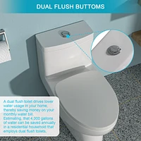 Ceramic One Piece Toilet, Dual Flush With Soft Closing Seat 0001