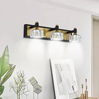 Streamdale Furniture Led 3-Light Modern Crystal Bathroom Vanity Light Over Mirror Bath Wall Lighting Fixtures