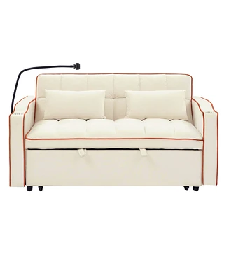 Simplie Fun 55.51 Inch Versatile Foldable Sofa Bed In 3 Lengths, Modern Sofa Sofa Sofa