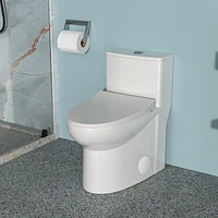 Streamdale Furniture Ceramic One Piece Toilet, Dual Flush With Soft Closing Seat 0002