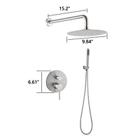 Round Wall Mounted Shower Combo with Rain Head & Handheld