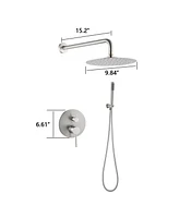 Streamdale Furniture Round Wall Mounted Shower Combo with Rain Head & Handheld