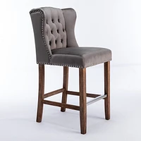 Grey Upholstered Counter Height Bar Stools Set
