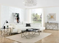 55" Gold Glass Console Table, Sturdy Metal Frame