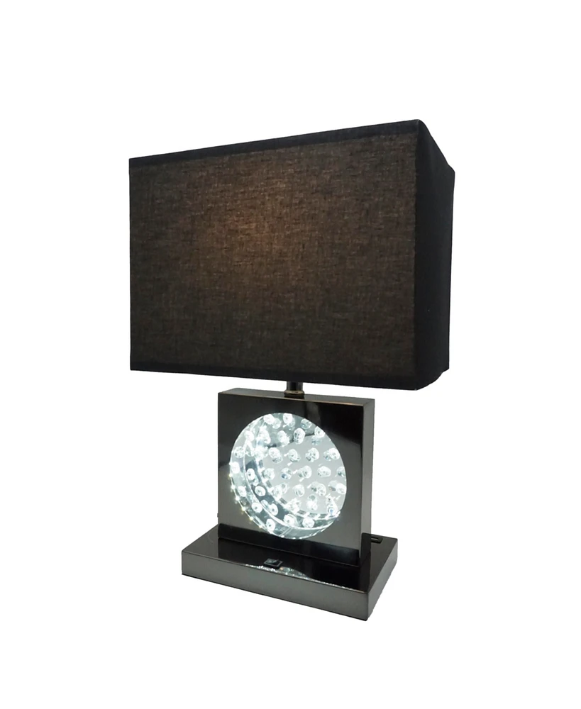 Simplie Fun 22"H Black Pewter Square Crystal Centerpiece With Night Light, Usb Port + Power Outlet