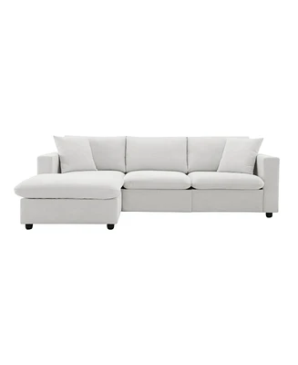 Simplie Fun 100.4x64.6" Modern Sectional Sofa, L-Shaped Couch Set With 2 Free Pillows, 4-Seat Fabric Couch Set