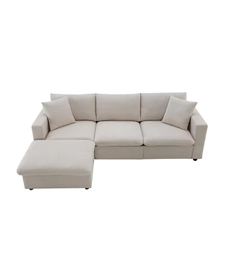 Streamdale Furniture 100.4x64.6" Modern Sectional Sofa, L-Shaped Couch Set With 2 Free Pillows, 4-Seat Fabric