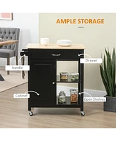 Streamdale Furniture Rolling Black Kitchen Island Cart with Storage