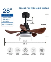 Streamdale Furniture Small 28" Ceiling Fan with Lights and Remote-Control