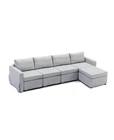 Simplie Fun 4-piece sectional sofa with ottoman, washable cushions