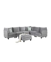 Simplie Fun Simona Gray Velvet 7 Piece Modular Sectional Sofa