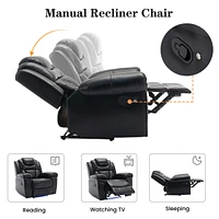 Simplie Fun Home Theater Seating Manual Recliner Chair With Led Light Strip For Living Room