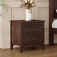 Simplie Fun 2-Drawer Nightstand For Bedroom, Mid Century Retro Bedside Table With Classic Design