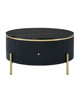 Simplie Fun Modern Round Coffee Table With 2 Large Drawers Storage Accent Table(31.5")