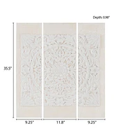 Streamdale Furniture White Mandala Triptych 3-Piece Dimensional Resin Canvas Wall Art Set