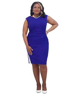 Kasper Women's Boat-Neck Side-Stripe Sheath Dress