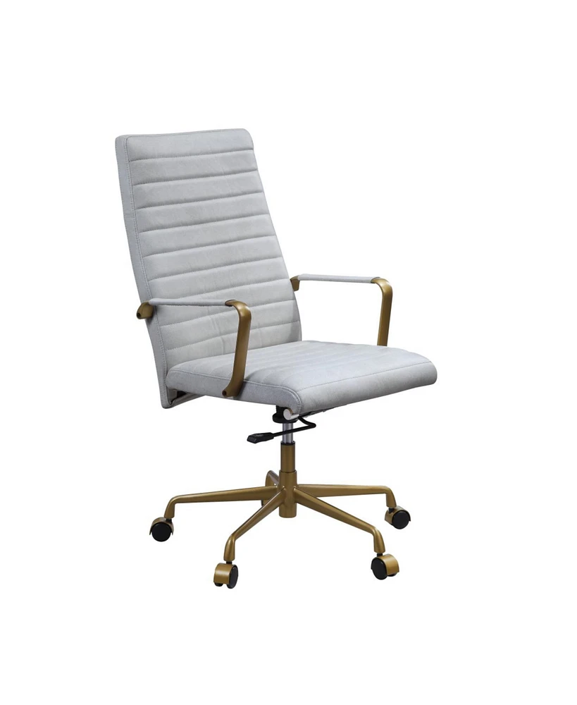 Simplie Fun Duralo Office Chair in Vintage like White Top Grain Leather