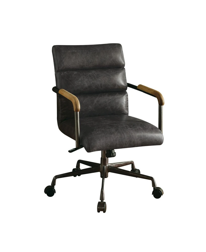 Simplie Fun Harith Office Chair In Antique Slate Top Grain Leather