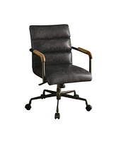 Simplie Fun Harith Office Chair In Antique Slate Top Grain Leather