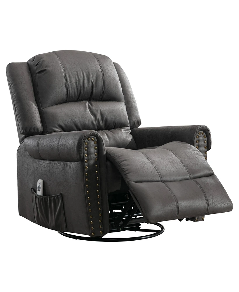 Simplie Fun Oversized Grey Massage Rocker Recliner with Usb