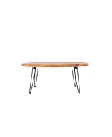 Simplie Fun Oval Natural Reclaimed Wood Foldable Cocktail Table For Your Living Room