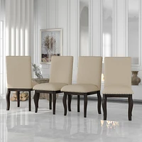 Streamdale Furniture Set Of 4 Dining Chairs Wood Upholstered Fabirc Dining Room Chairs With Nailhead