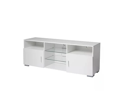 Simplie Fun Modern Tv Stand with Drawer and Led Lights