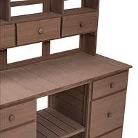 Garden Potting Bench Table, Rustic And Sleek Design With Multiple Drawers Shelves For Storage