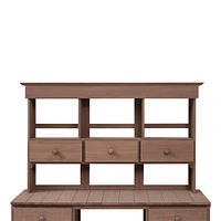 Garden Potting Bench Table, Rustic And Sleek Design With Multiple Drawers Shelves For Storage