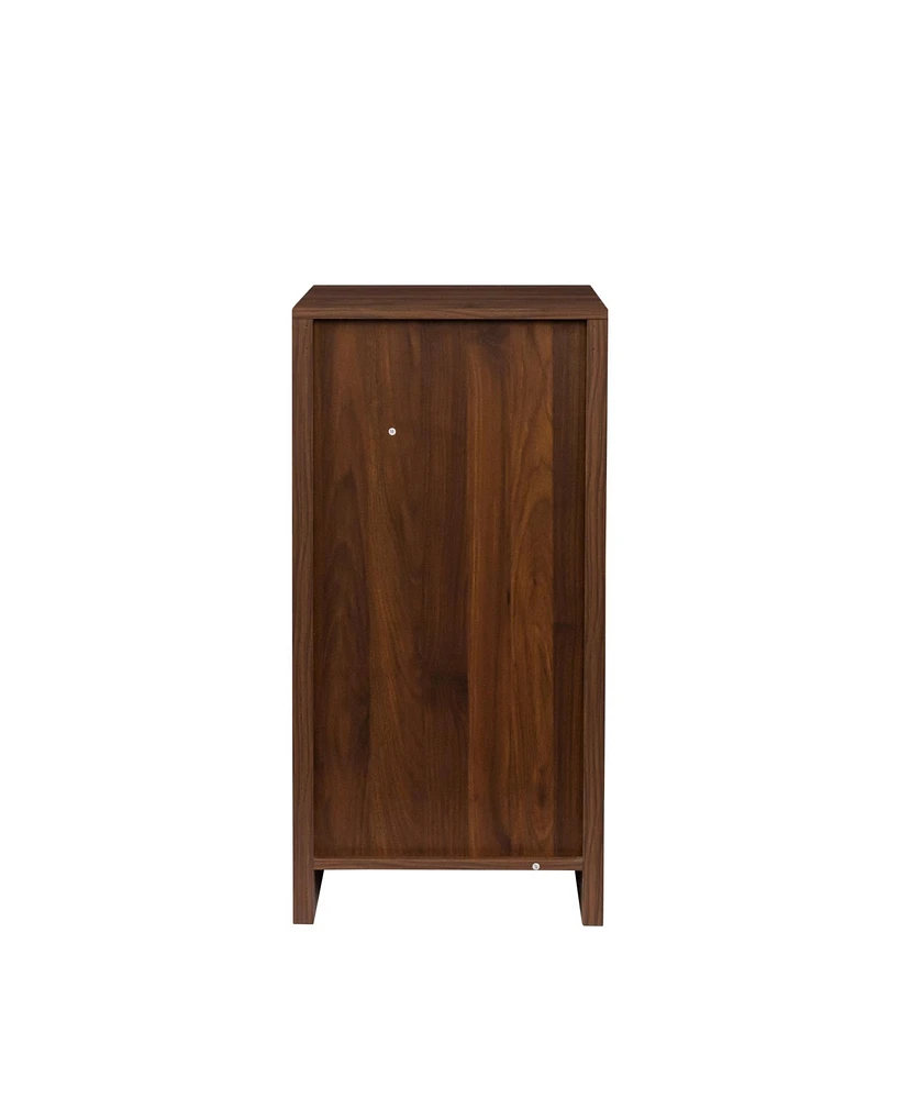 Simplie Fun Brown Walnut Color Modular Wine Bar Cabinet Buffet Cabinet With Hutch For Dining Room