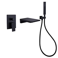 Streamdale Furniture Matte Black Bathtub Faucet with Wall Mount and Handheld Shower