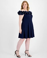 B Darlin Trendy Plus Ruffled Off-The-Shoulder Dress