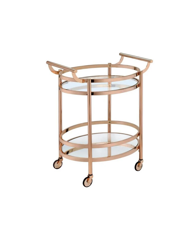 Simplie Fun Lakelyn Serving Cart, Rose Gold & Clear Glass