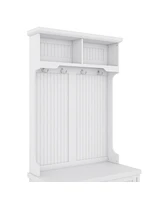 Streamdale Furniture White Hall Tree with Storage Bench and Coat Rack