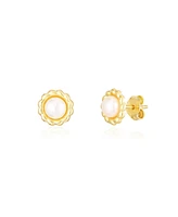 The Lovery Pearl Flower Stud Earrings