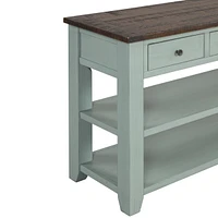 48" Solid Pine Wood Top Console Table, Modern Entryway Sofa Side Table With 3 Storage Drawers