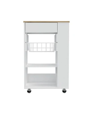 Simplie Fun Prospect 5-Shelf 1-Drawer Kitchen Cart Wengue And Light Oak