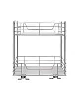 Household Essentials Glidez Steel Pull-Out/Slide-Out Storage Organizer with Plastic Liners for Under Cabinet or Wire Shelf 2-Tier Design
