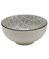 Tabletops Unlimited 6.5" White Embossed Diamond Stoneware Ramen Noodle Bowls, Set of 2