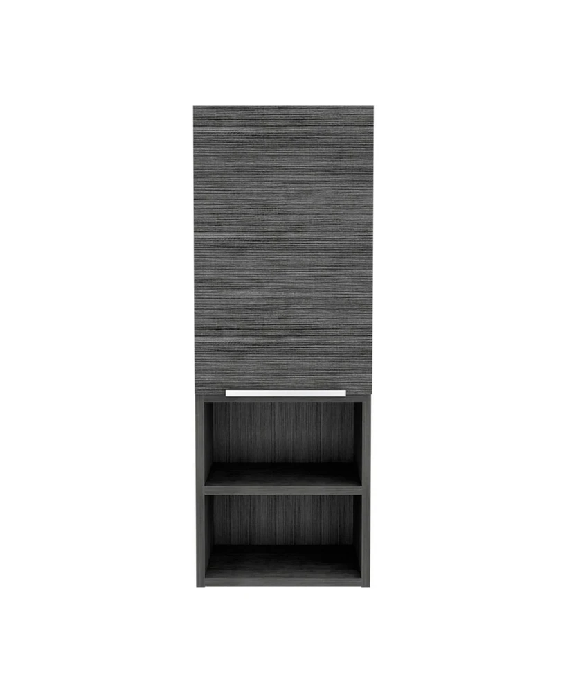 Streamdale Furniture Mila Bathroom Cabinet, Two Interior Shelves, Two External Shelves, Single Door Cabinet - Smokey Oak