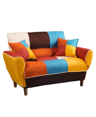Simplie Fun Small Space Colorful Sleeper Sofa, Solid Wood Legs