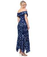 Xscape 3D-Floral Off-The-Shoulder Gown