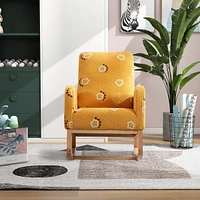 26.8 W Modern Rocking Chair For Nursery, Mid Century Accent Rocker Armchair With Side Pocket