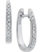 Diamond (1/10 ct. t.w.) Channel-Set Hoop Earrings in 14K White Gold