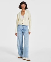 On 34th Women's Cropped V-Neck Cable-Knit Cardigan, Created for Macy's