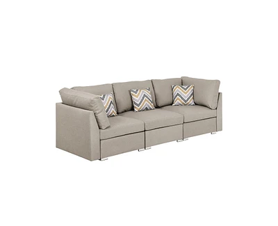 Simplie Fun Amira Beige Fabric Sofa Couch With Pillows