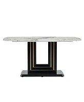 Streamdale Furniture 63" Marble Dining Table with U-Shape Base