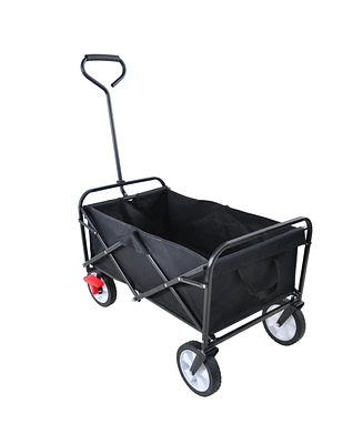 Simplie Fun Folding Wagon Garden Shopping Beach Cart (Black)