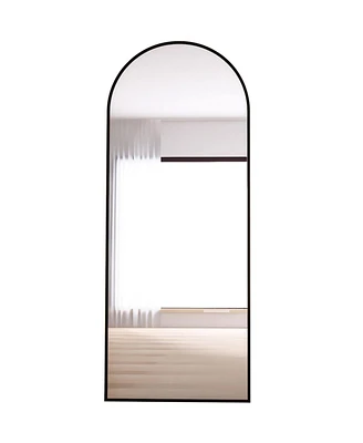 Simplie Fun 65" Arched Full Length Mirror Floor Dressing Mirror - Black