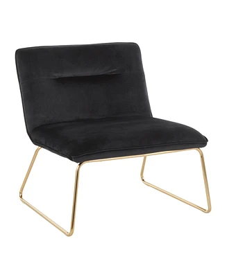 Simplie Fun Casper Contemporary Accent Chair In Gold Metal And Black Velvet